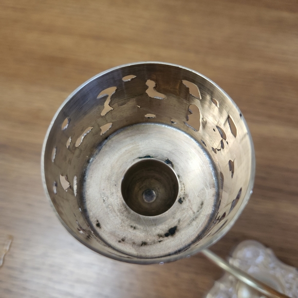 Vintage MCM Brass Floral 3 Arm Candle Holder Candelabra - Picture 9 of 11